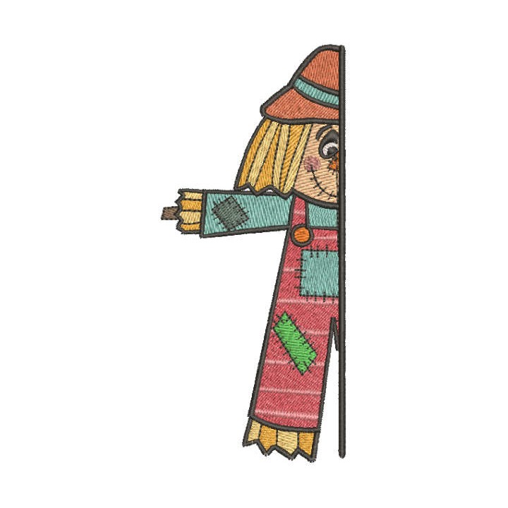 Garden scarecrow outside the door embroidery design - Embroidery Design