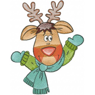 Deer in a winter scarf embroidery design - Embroidery Design