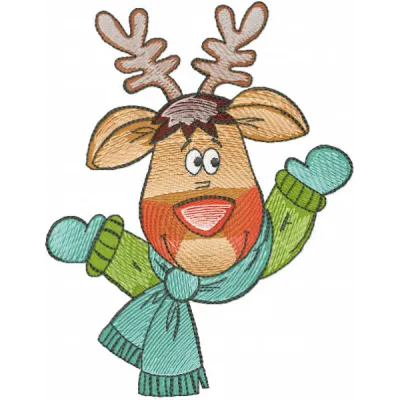 Winter Deer Scarf Embroidery Design - Woodland Animals