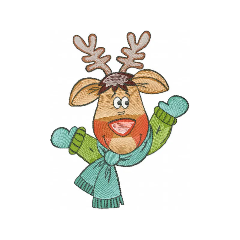 Winter Deer Scarf Embroidery Design - Woodland Animals