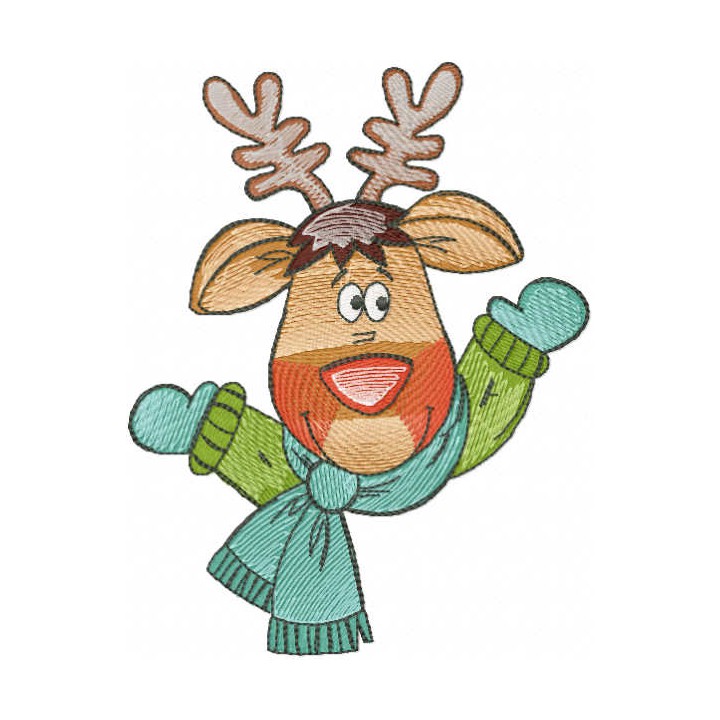 Deer in a winter scarf embroidery design - Embroidery Design