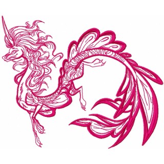 Flying dragon one colored embroidery design - Embroidery Design