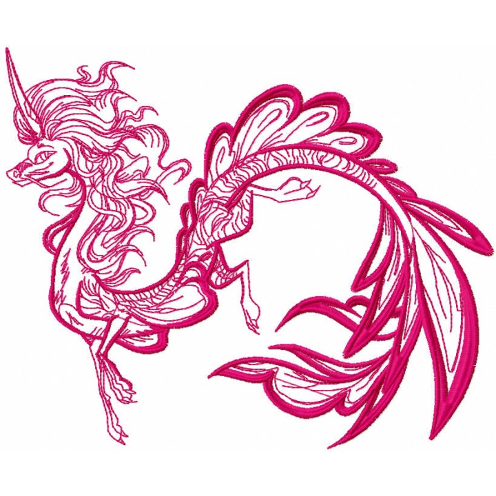 Flying dragon one colored embroidery design - Embroidery Design