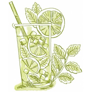 Glass cocktail margarita sketch embroidery design - Embroidery Design