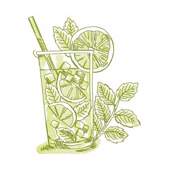 Glass cocktail margarita sketch embroidery design - Embroidery Design