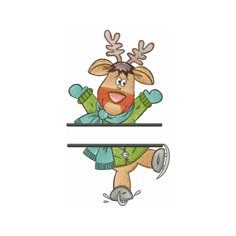 Deer Ice Skating Monogram Design | Winter Woodland