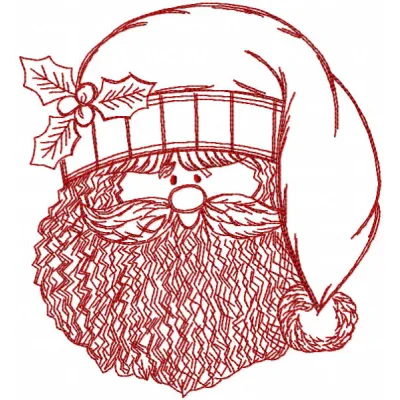 Redwork Santa Stitching Pattern for Holiday Decor