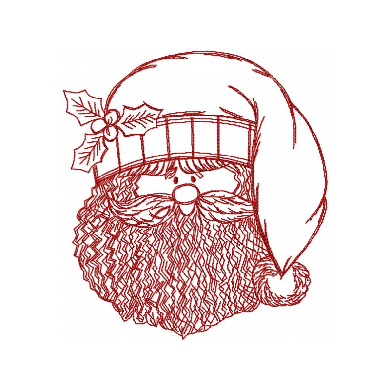 Redwork Santa Stitching Pattern for Holiday Decor