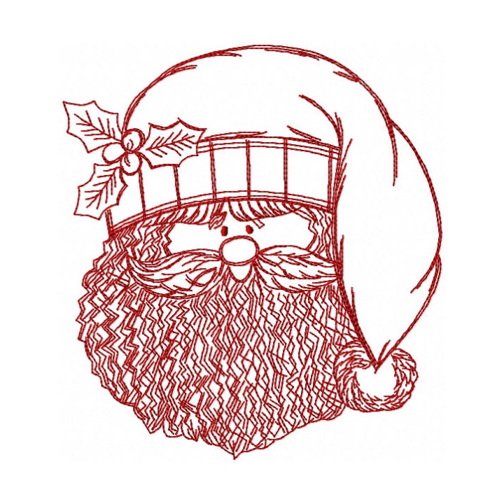 Santa Claus redwork embroidery design - Embroidery Design