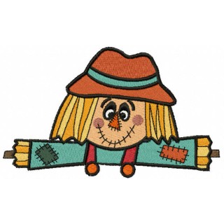 Smiling patchwork scarecrow embroidery design - Embroidery Design