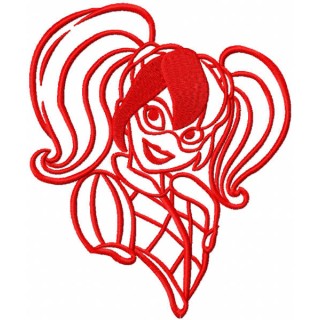Harley quinn modern one colored embroidery design - Embroidery Design