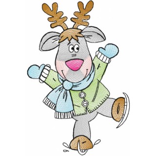 Tattered winter deer embroidery design - Embroidery Design