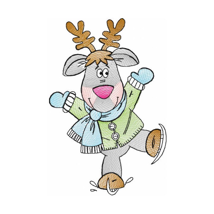 Tattered winter deer embroidery design - Embroidery Design