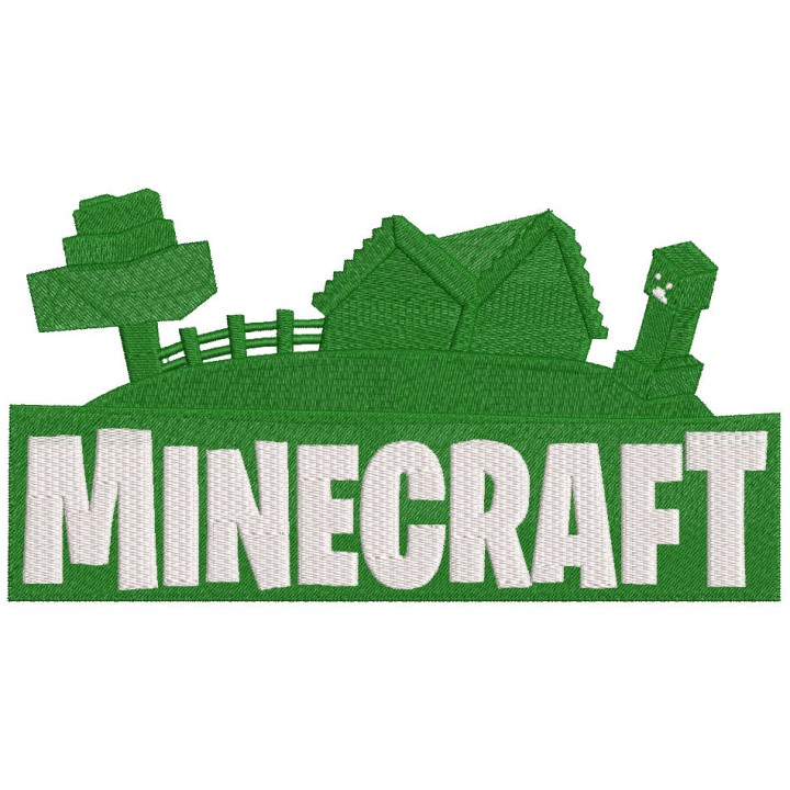 Minecraft gaming village embroidery design - Embroidery Design