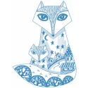 Charming Patterned Fox Family Embroidery Design