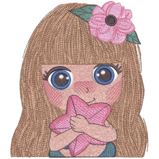 little mermaid hugs a starfish embroidery design - Embroidery Design