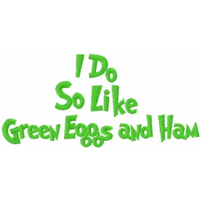 Green Eggs and Ham Lettering Stitching Pattern