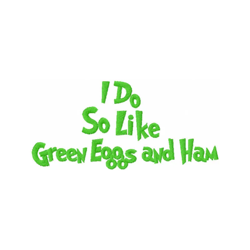 Green Eggs and Ham Lettering Stitching Pattern