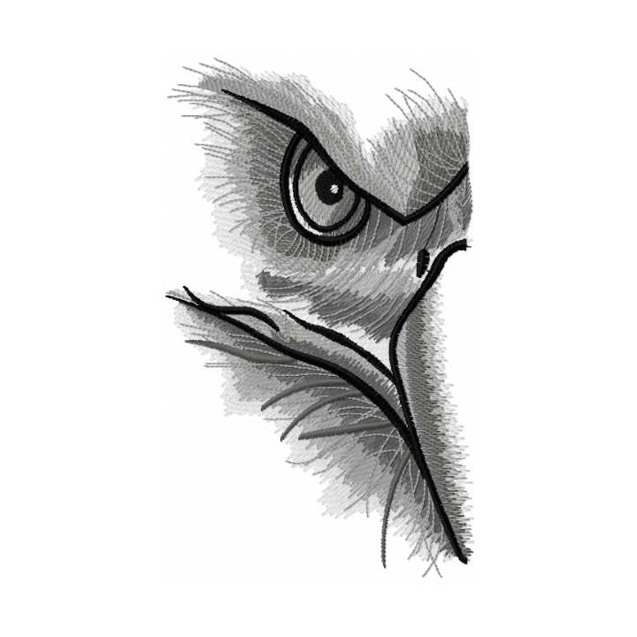 Half eagle gaze embroidery design - Embroidery Design