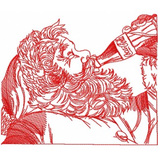 Santa Claus with coca cola redwork embroidery design - Embroidery Design