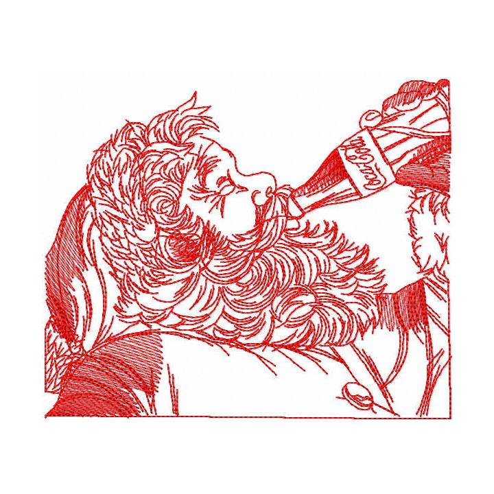 Santa Claus with coca cola redwork embroidery design - Embroidery Design