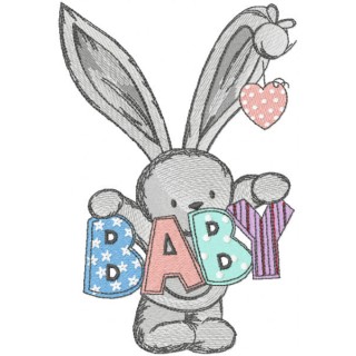 Bunny welcome baby embroidery design - Embroidery Design