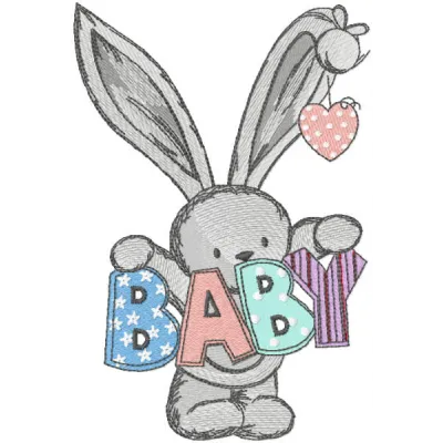 Sweet Bunny Welcome Baby Embroidery - Digital Download