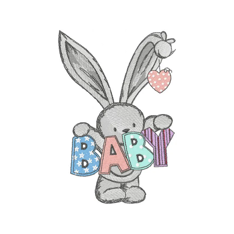 Sweet Bunny Welcome Baby Embroidery - Digital Download