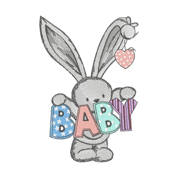 Bunny welcome baby embroidery design - Embroidery Design