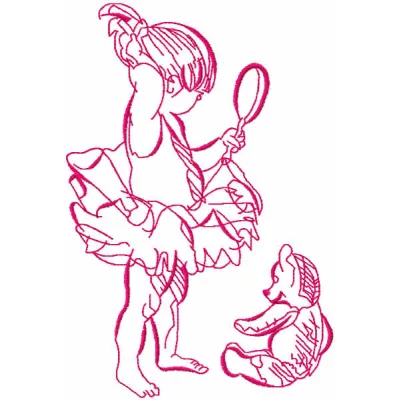 Ballerina Teddy Bear Embroidery Design - Ballet Dancing