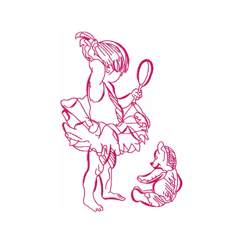 Ballerina Teddy Bear Embroidery Design - Ballet Dancing