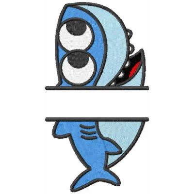 Baby Shark Monogram Stitching Pattern for Kids