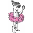 Ballerina Mirror Reflection Embroidery Design - Dancing Art