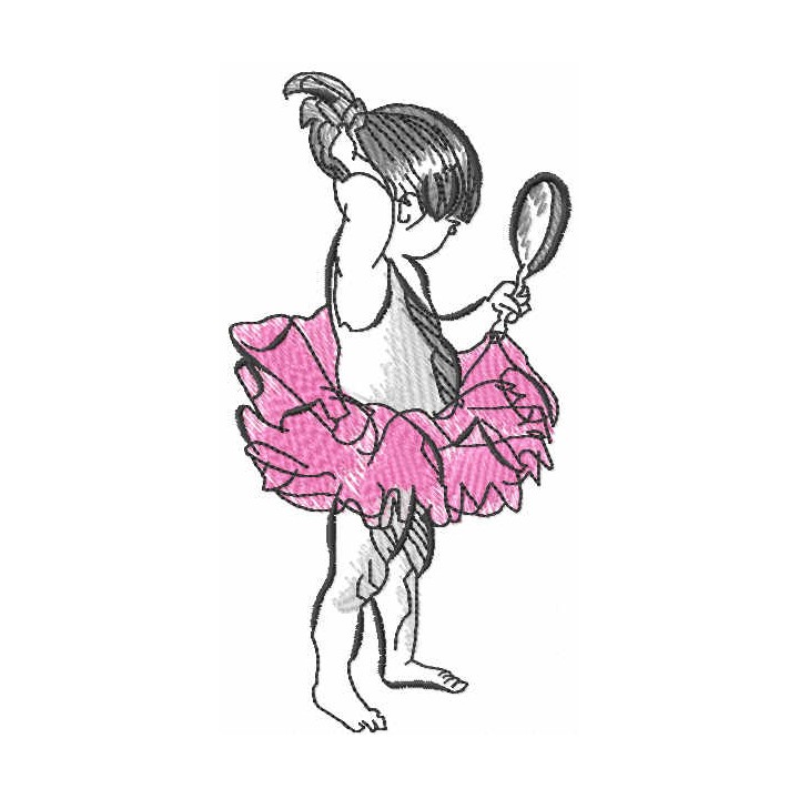 Ballerina looks in the mirror embroidery design - Embroidery Design