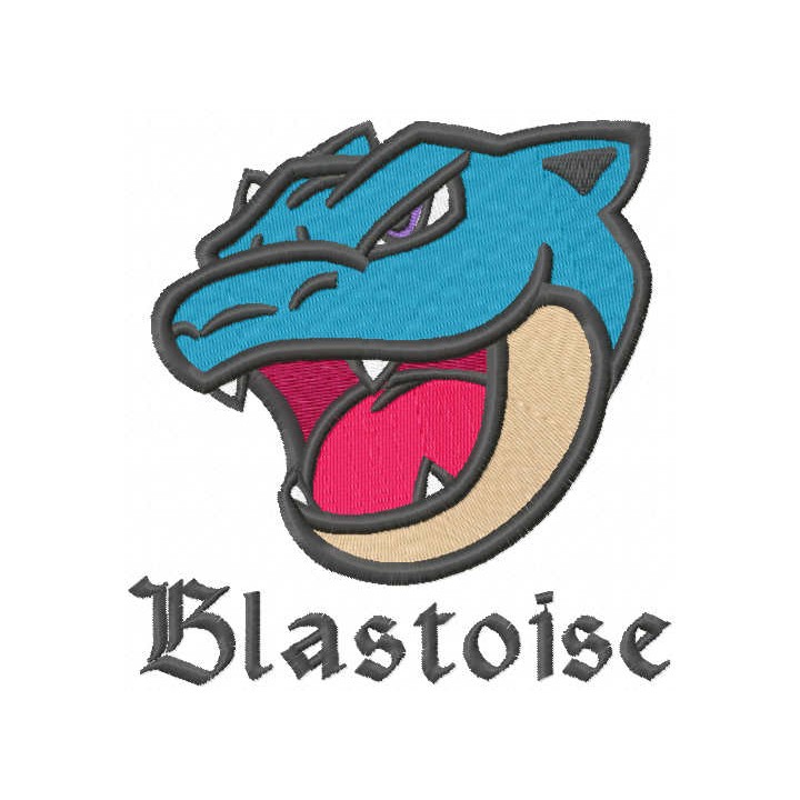 Blastoise head embroidery design - Embroidery Design