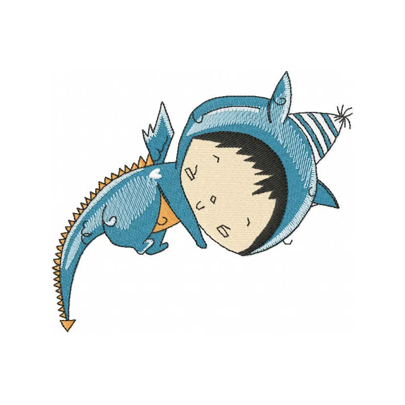 Sleeping Baby Dragon Costume Embroidery Design