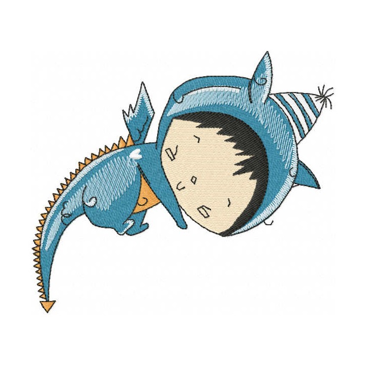 Sleeping baby in dragon costume embroidery design - Embroidery Design