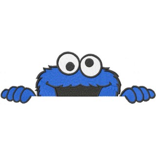 Hiding cookie monster embroidery design - Embroidery Design