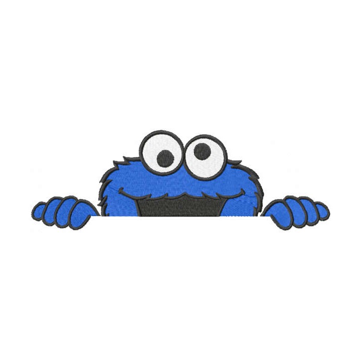 Hiding cookie monster embroidery design - Embroidery Design