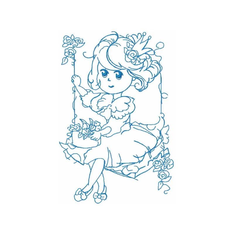 Malvina swing one colored embroidery design - Embroidery Design
