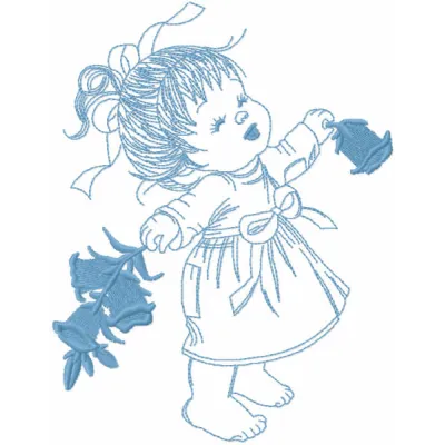 Sweet Baby Girl Flower Embroidery - Instant Download