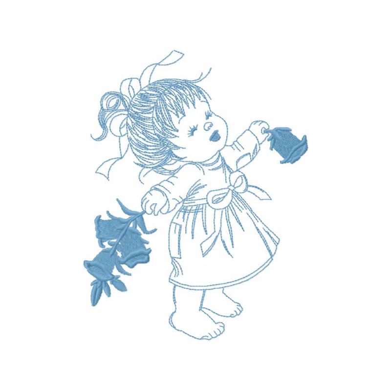 Sweet Baby Girl Flower Embroidery - Instant Download