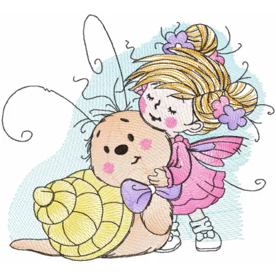 Tattered Fairy Snail Design - Baby Nursery Embroidery