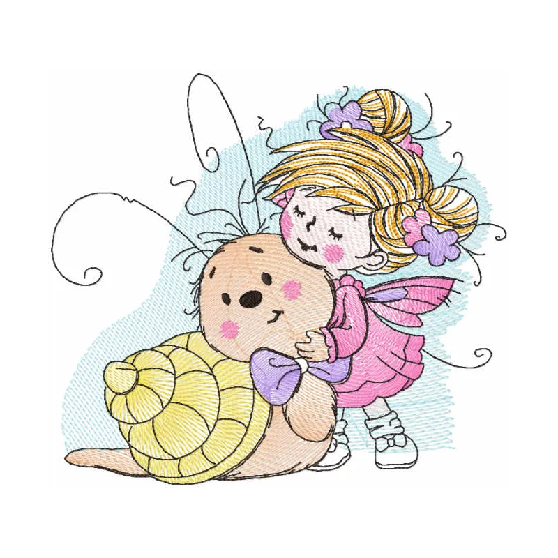 Tattered Fairy Snail Design - Baby Nursery Embroidery
