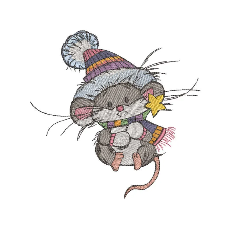 Cozy Winter Mouse Stitching Pattern for Baby Gifts
