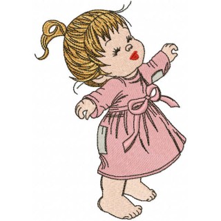 Happy baby girl without shoes embroidery design - Embroidery Design
