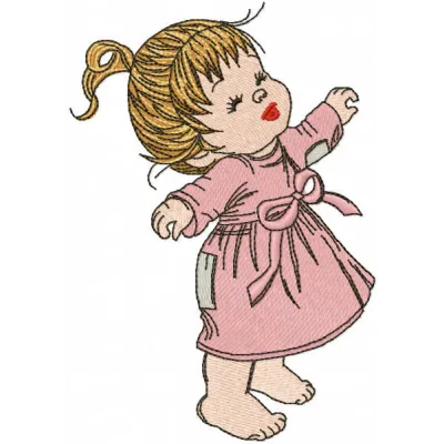 Joyful Baby Girl Embroidery - Barefoot Sweetness Design