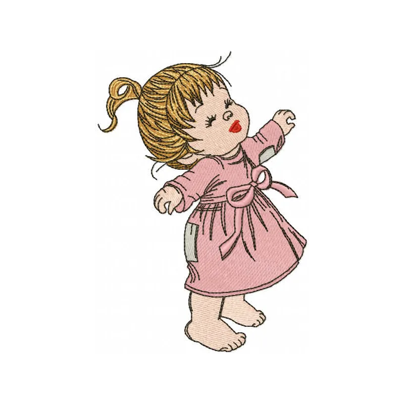 Joyful Baby Girl Embroidery - Barefoot Sweetness Design