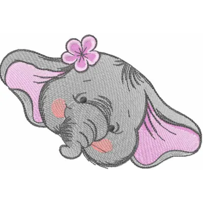 Elephant & Pink Flower Stitching Pattern for Crafters