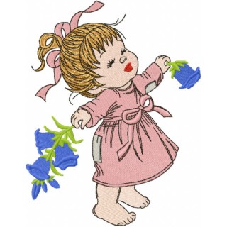 Girl summer time embroidery design - Embroidery Design